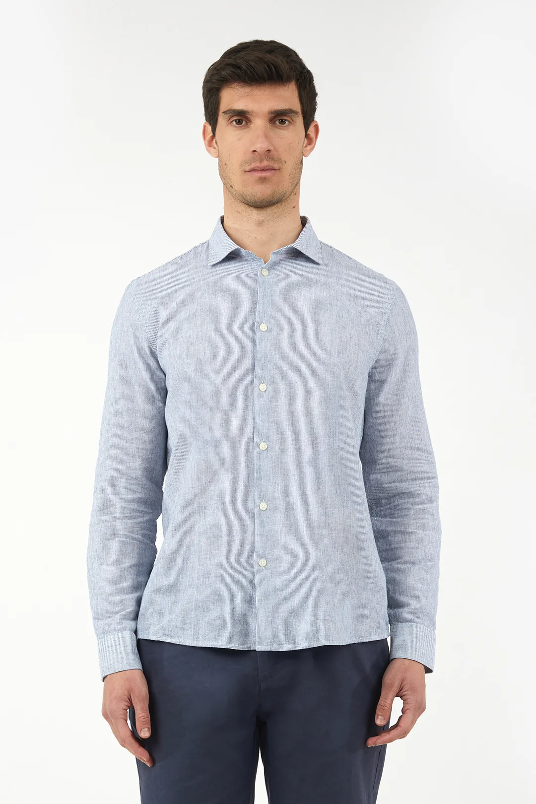 Camicia comfort fit misto lino a righe - Image 5
