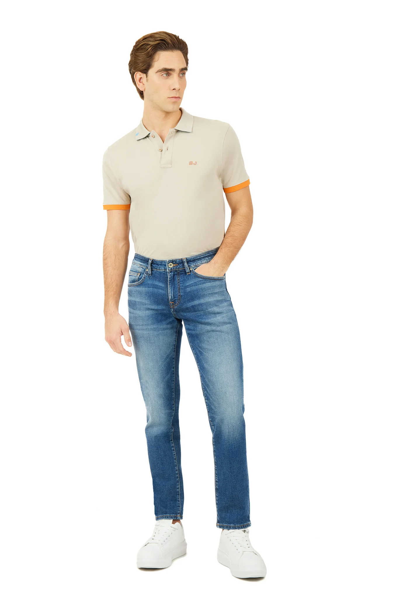 Jeans 5 tasche regular fit lavaggio medio